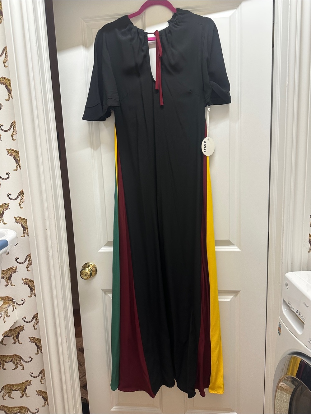 Staud - New with tags black Multicolor Panel Maxi Dress with Tie Neck - sz 2